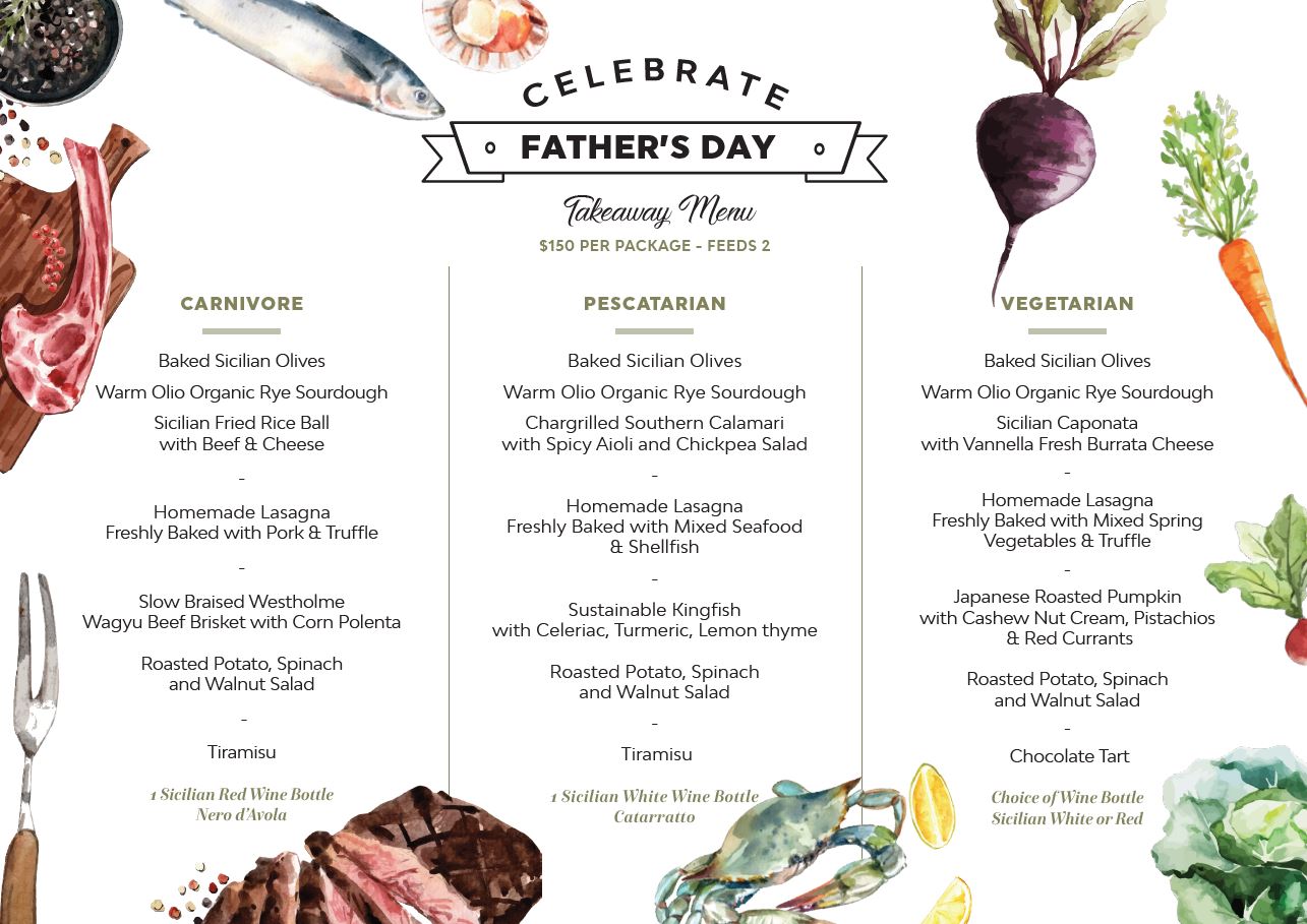 Olio Father's day menu